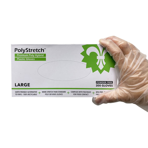 KingSeal PolyStretch TPE Hybrid Poly Gloves, Powder-Free, Latex-Free, 200 Pack Box