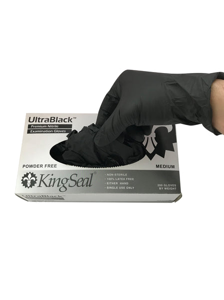 KingSeal UltraBlack Nitrile Exam Gloves, 4 MIL, Powder-Free, Latex-Free, Medical Grade