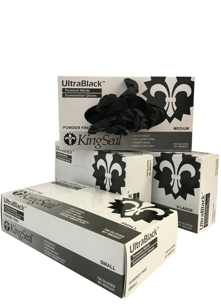 KingSeal UltraBlack Nitrile Exam Gloves, 4 MIL, Powder-Free, Latex-Free, Medical Grade