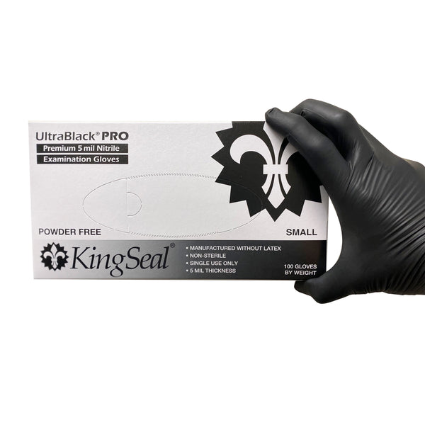 KingSeal UltraBlack-PRO Nitrile Exam Gloves, 5 MIL, Powder-Free, Latex-Free, Medical Grade