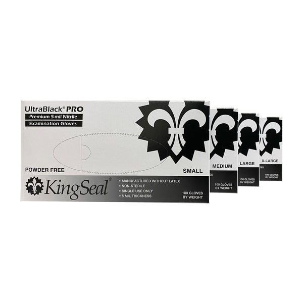 KingSeal UltraBlack-PRO Nitrile Exam Gloves, 5 MIL, Powder-Free, Latex-Free, Medical Grade