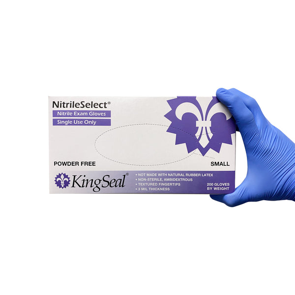 KingSeal NitrileSelect Nitrile Exam Gloves, 3 MIL, Powder-Free, Latex-Free, Medical Grade, 200 Count Box