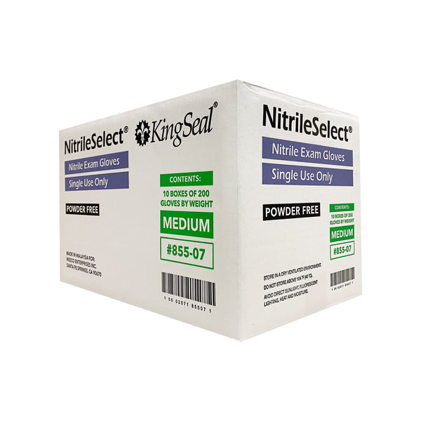 KingSeal NitrileSelect Nitrile Exam Gloves, 3 MIL, Powder-Free, Latex-Free, Medical Grade, 200 Count Box