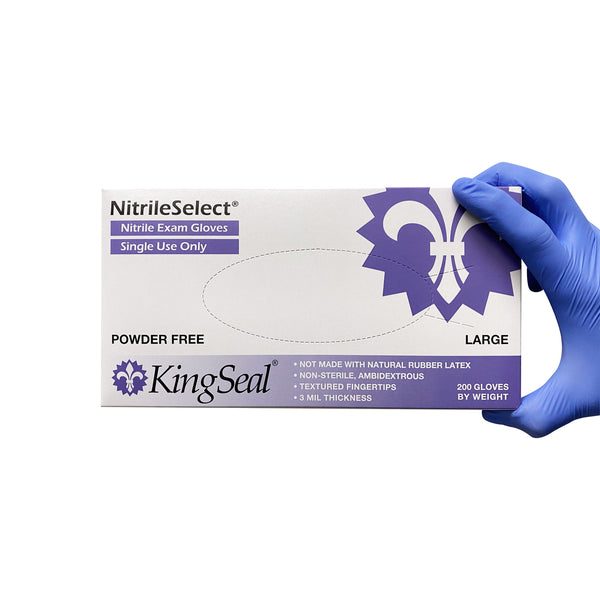 KingSeal NitrileSelect Nitrile Exam Gloves, 3 MIL, Powder-Free, Latex-Free, Medical Grade, 200 Count Box