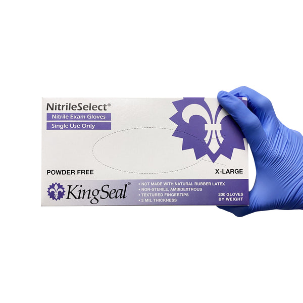 KingSeal NitrileSelect Nitrile Exam Gloves, 3 MIL, Powder-Free, Latex-Free, Medical Grade, 200 Count Box