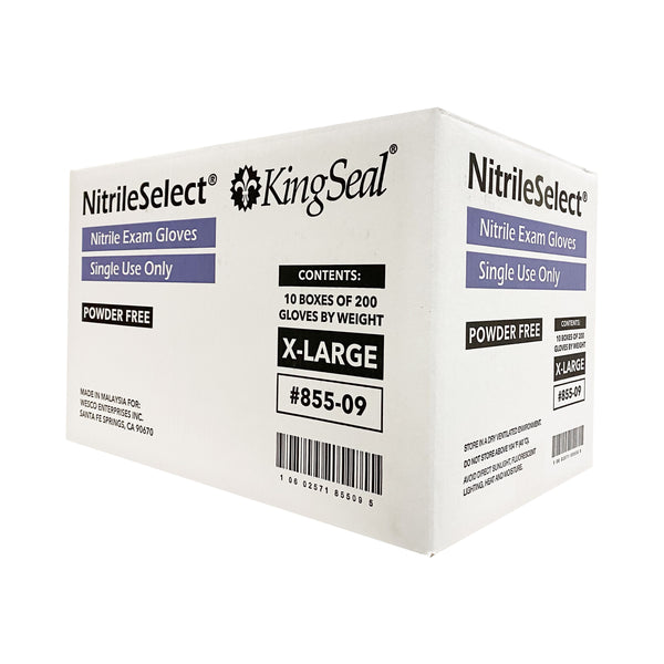 KingSeal NitrileSelect Nitrile Exam Gloves, 3 MIL, Powder-Free, Latex-Free, Medical Grade, 200 Count Box