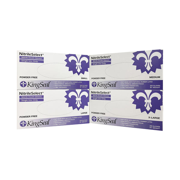 KingSeal NitrileSelect Nitrile Exam Gloves, 3 MIL, Powder-Free, Latex-Free, Medical Grade, 200 Count Box