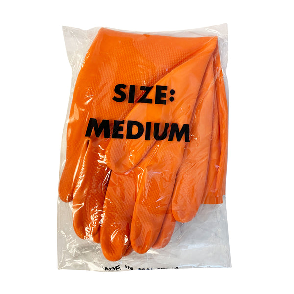 Heavy Duty Latex Flock-Lined Gloves, Orange, 13" Length, 28 Mil (12 pairs per bag)
