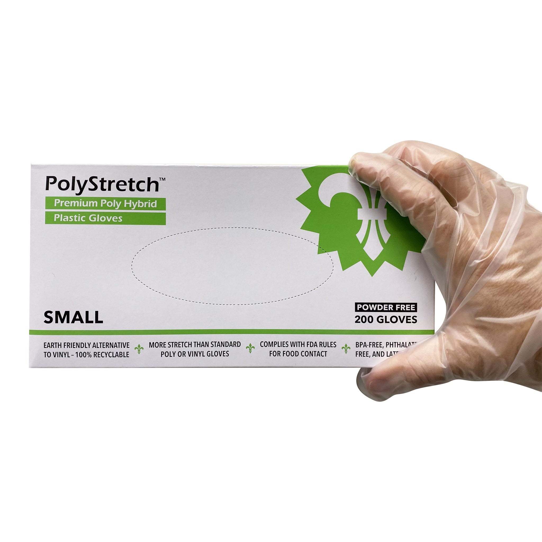 KingSeal PolyStretch TPE Hybrid Poly Gloves, Powder-Free, Latex-Free, 200 Pack Box