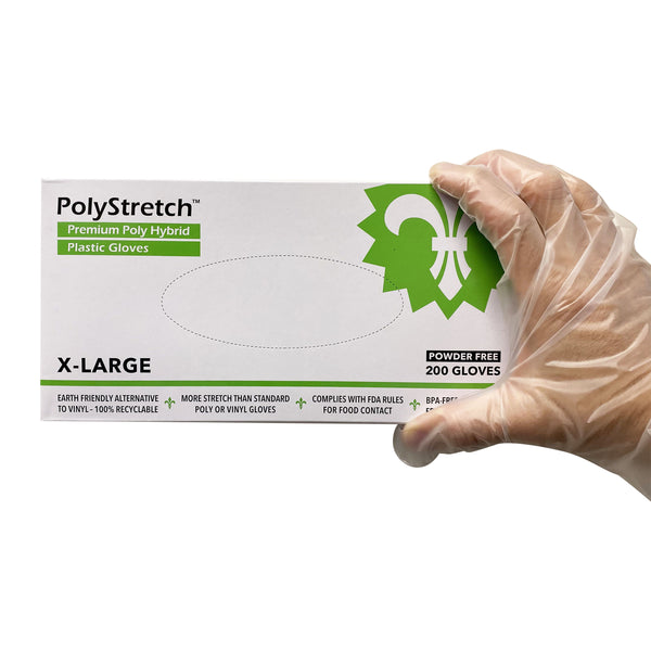 KingSeal PolyStretch TPE Hybrid Poly Gloves, Powder-Free, Latex-Free, 200 Pack Box