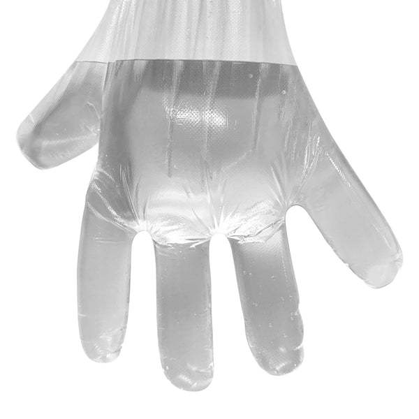 Poly Elbow-Length Gloves, Embossed, 1.25 mil (100)