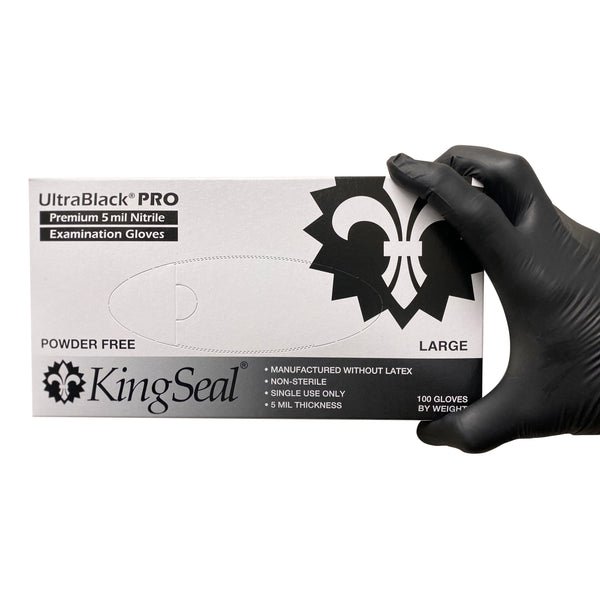 KingSeal UltraBlack-PRO Nitrile Exam Gloves, 5 MIL, Powder-Free, Latex-Free, Medical Grade
