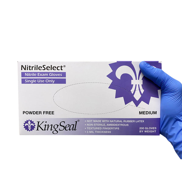 KingSeal NitrileSelect Nitrile Exam Gloves, 3 MIL, Powder-Free, Latex-Free, Medical Grade, 200 Count Box