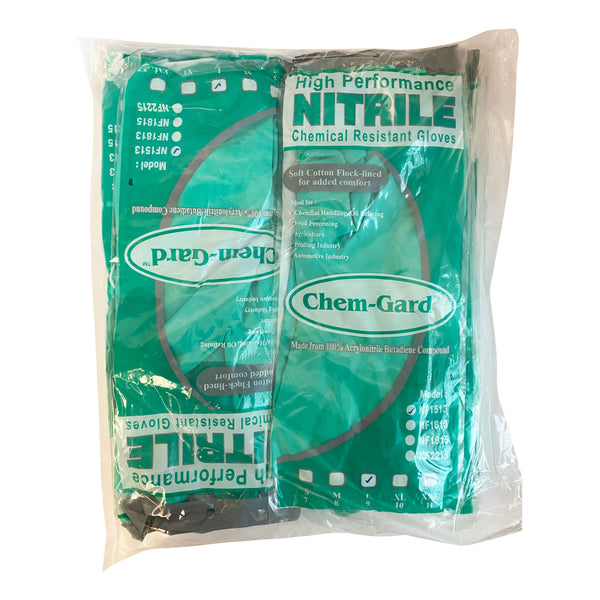Nitrile Flock-Lined Gloves, Green